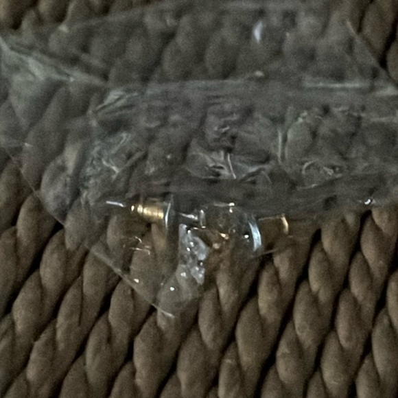 Plated Gold Square Diamond Shaped Cubic Zirconia Earrings - Picture 3 of 3